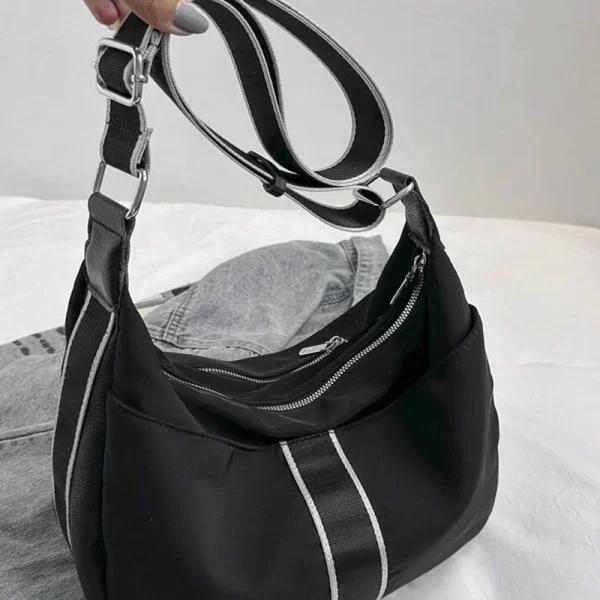 Casual Nylon Ladies Black Sling Handbag