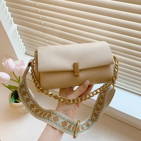 Casual Soft Leather Ladies Cream Sling Bag