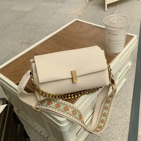 Casual Soft Leather Ladies Cream Sling Bag