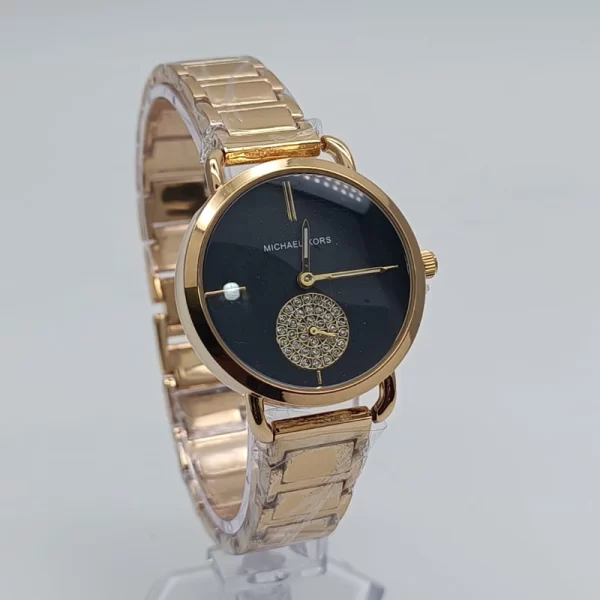 Classy Women Black Analog Dial Gold Strap Copy Watches