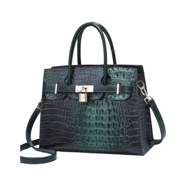 Crocodile Pattern Lock Design Green Shoulder Bag Dupe