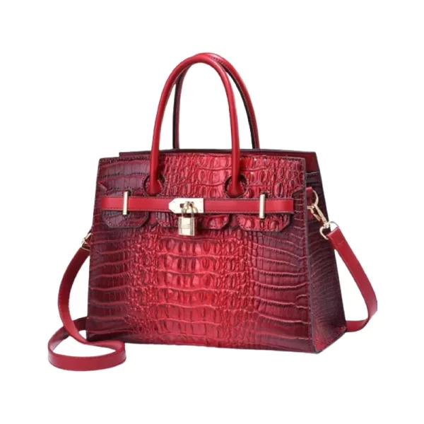 Crocodile Pattern Lock Design Red Shoulder Bag Dupe