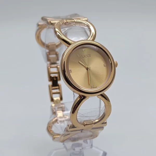 Fancy Gold Strap Gold Round Dial Copy Watch For Women