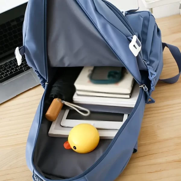 High School College Nylon Blue Backpack