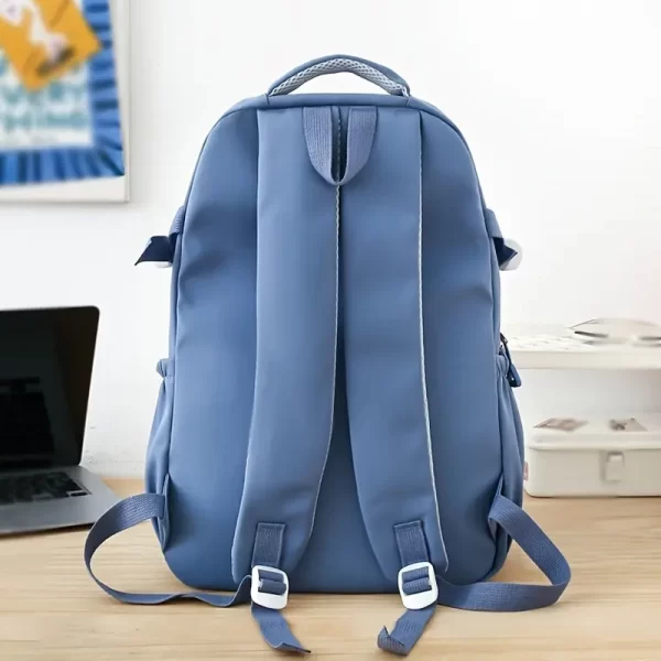 High School College Nylon Blue Backpack