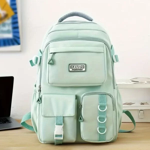High School College Nylon Green Backpack