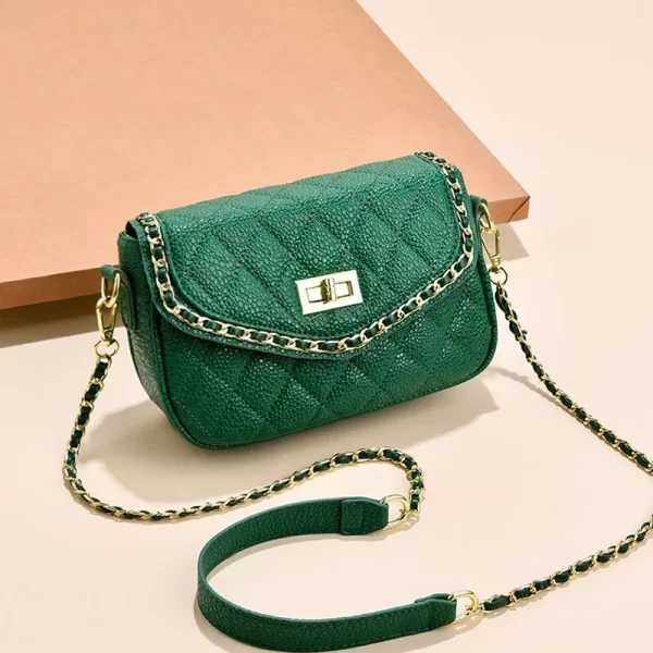 Ladies Quilted Crossbody Green Sling Bag