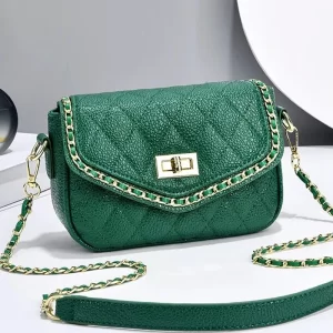 Ladies Quilted Crossbody Green Sling Bag
