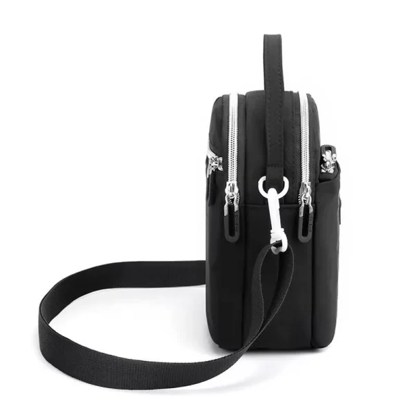 Multi Layer Mobile Black Sling Handbag