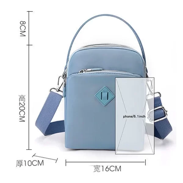 Multi Layer Mobile Blue Sling Handbag