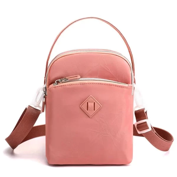 Multi Layer Mobile Pink Sling Bag