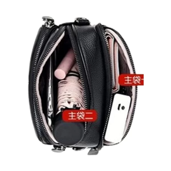 Multi Pockets Black Sling Bag For Ladies
