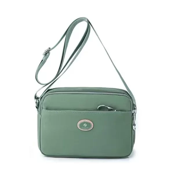 Nylon Women Green Messenger Sling Bag