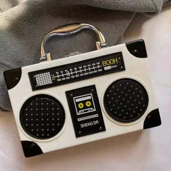 Retro Radio Shape White Sling Bag