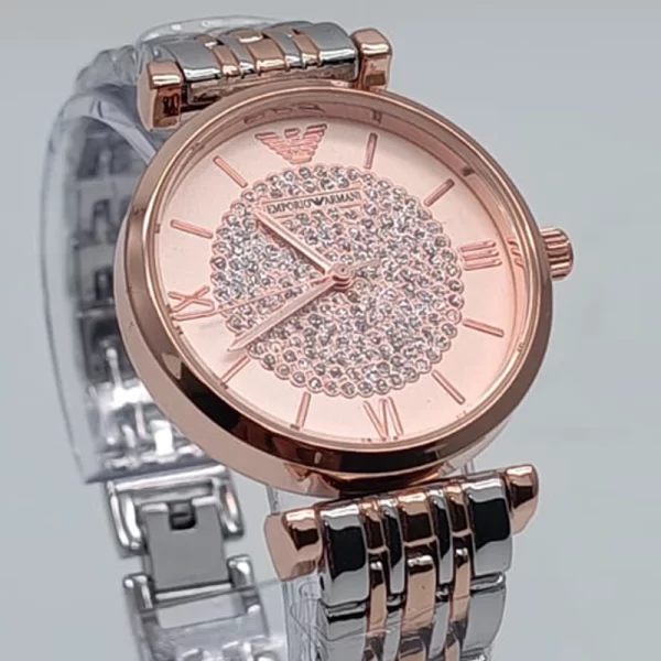 Two Tone Dial Stainless Steel Analogue Rose Gold Watch For Women