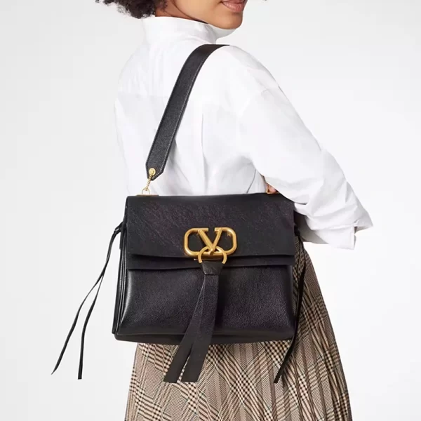 V-Ring Copy Black Shoulder Bag For Women