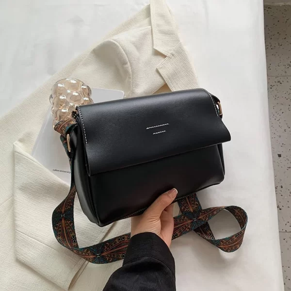 Wide Shoulder Strap Black Sling Bag