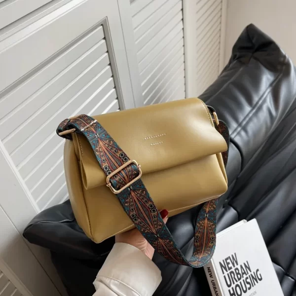 Wide Shoulder Strap Tan Sling Bag