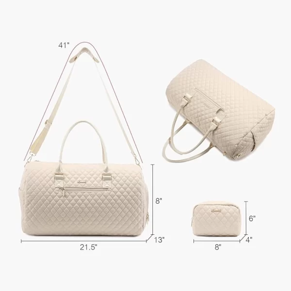 Carry on Travel Quilted Cream Duffel Hand Bag