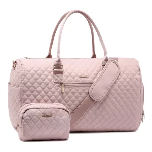 Carry on Travel Quilted Pink Duffel Bag