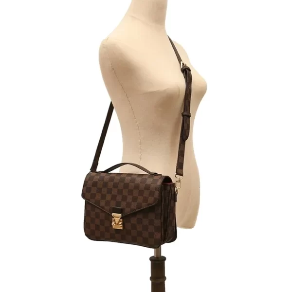 Casual Checkered Coffee Brown Sling Bag