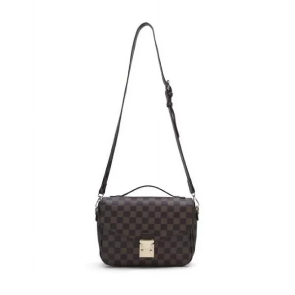 Casual Checkered Coffee Brown Sling Hand Bag