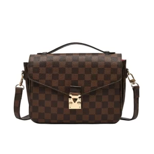 Casual Checkered Coffee Brown Sling Handbag