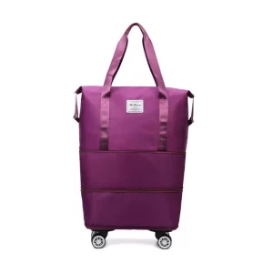 Expandable Travel Maroon Duffle Bag With Wheels