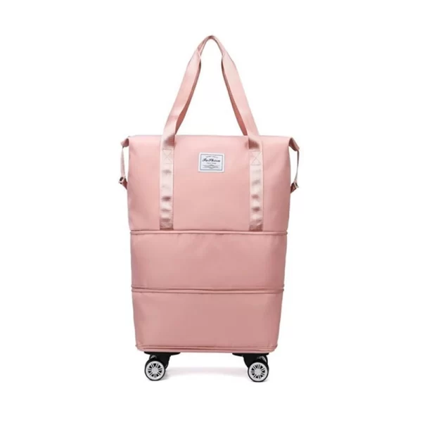 Expandable Travel Pink Duffle Bag With Wheels