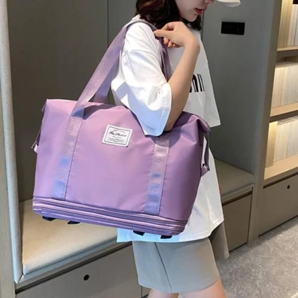 Expandable Travel Purple Duffle Bags With Wheels