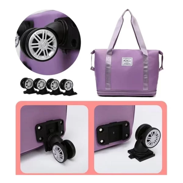 Expandable Travel Purple Duffle Handbag With Wheels