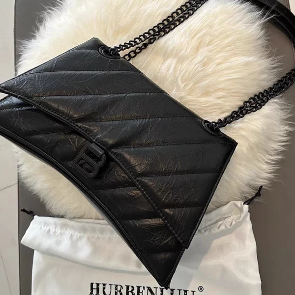 First Copy Quilted Chain Black Shoulder Bag