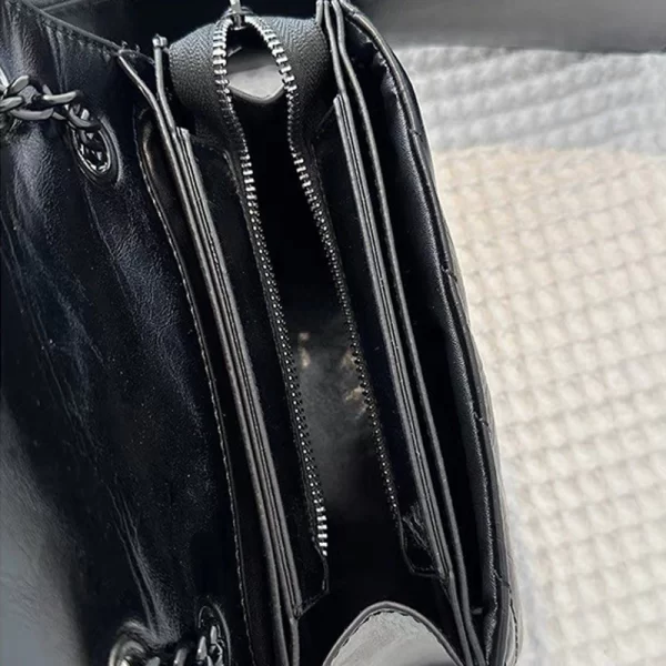 First Copy Quilted Chain Black Shoulder Handbag
