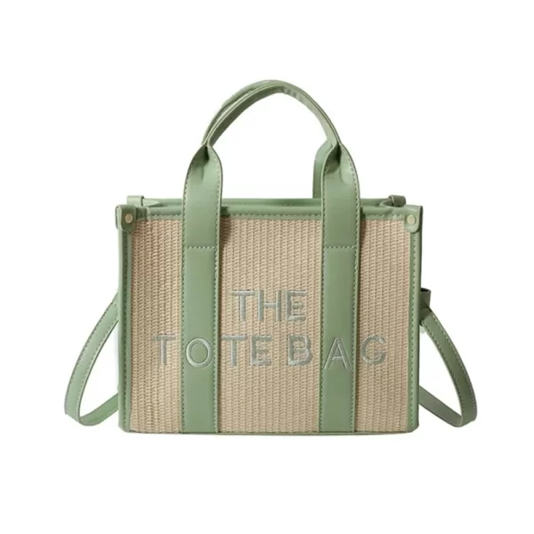 Jute Straw Green Tote Handbag For Women