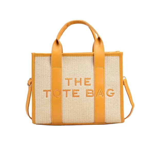 Jute Straw Yellow Tote Handbag For Women