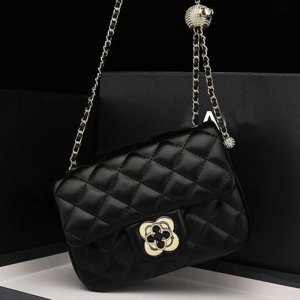 Quilted Chain Black Sling Handbag For Ladies