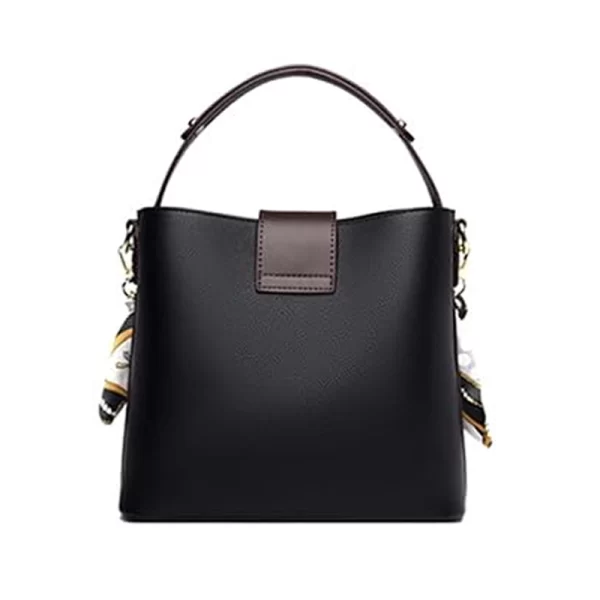 Soft Leather Women Black Bucket Hand Bag