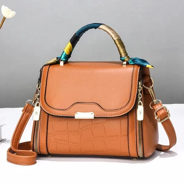 Versatile Brown Satchel Bag Without Scarf For Ladies