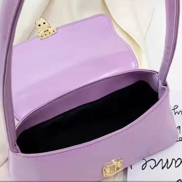Women Stone Pattern Flap Lavender Shoulder Hand Bag