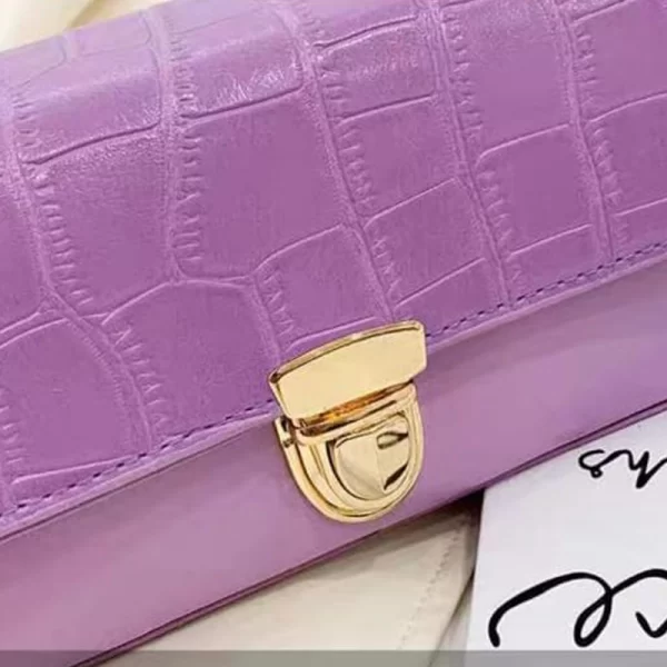 Women Stone Pattern Flap Lavender Shoulder Handbag