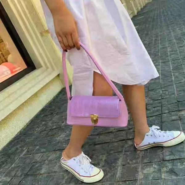 Women Stone Pattern Flap Lavender Shoulder Handbags