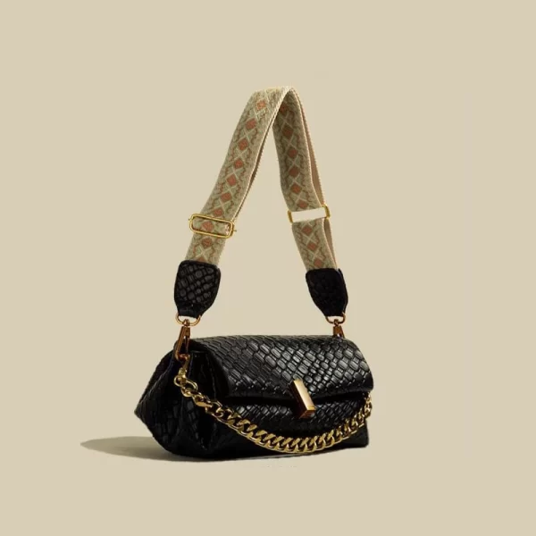 Casual Woven Pattern Black Sling Bag For Women