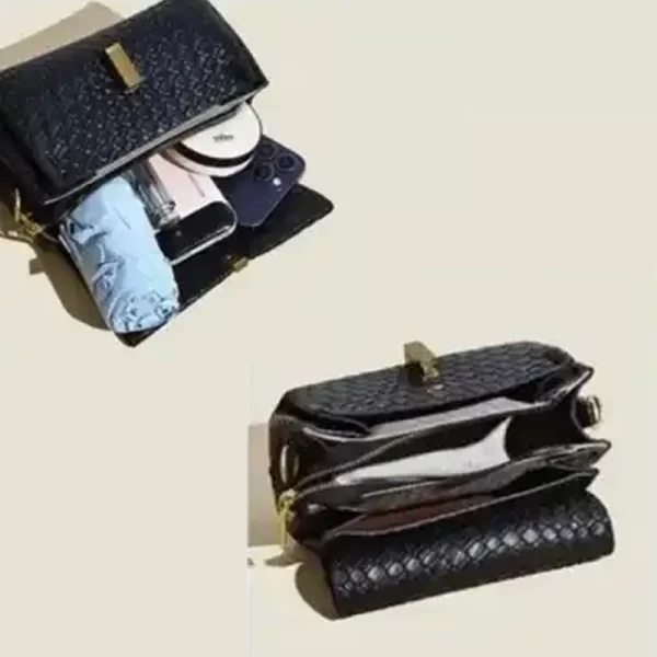 Casual Woven Pattern Black Sling Handbag For Women