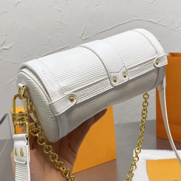Imported Round Trunk White Sling Handbag