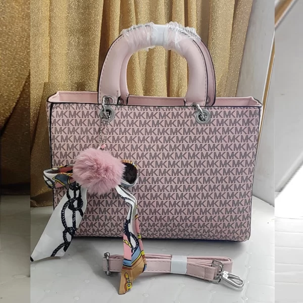 Stylish Women Pink Satchel Bag With Pendant