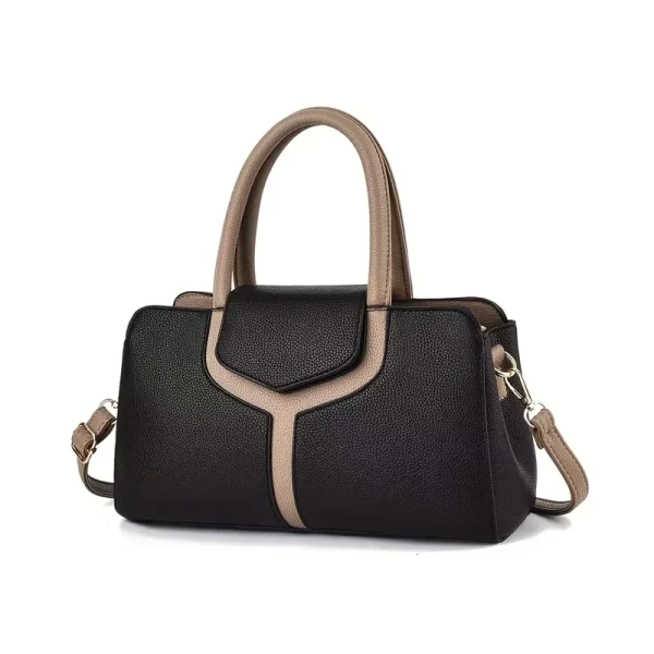 Top Handle Black Satchel Handbag For Ladies