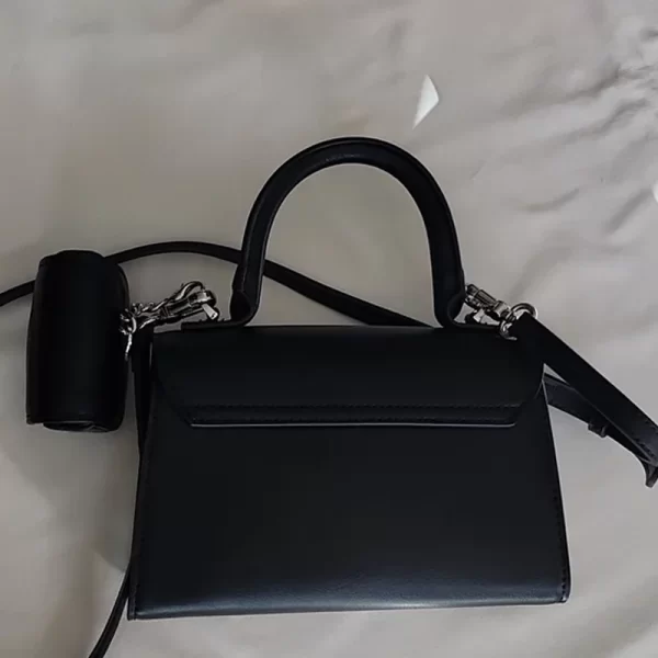 Top Handle Black Shoulder Handbag With Pod Cover