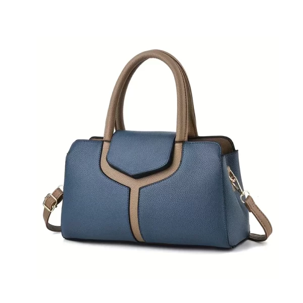 Top Handle Blue Satchel Handbag For Ladies