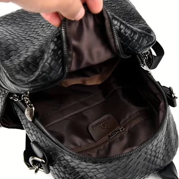 Woven Pattern Shoulder Bag Black Back Pack