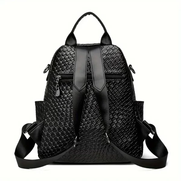 Woven Pattern Shoulder Bag Black Backbag